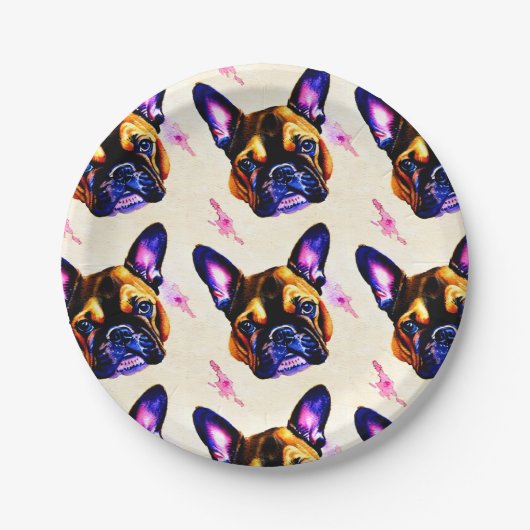 Assiettes En Carton Plaque papier d'art pour Bulldog (Devant)
