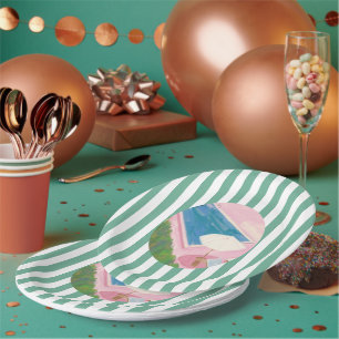 Assiettes En Carton plaque papier de la partie du pool preppy