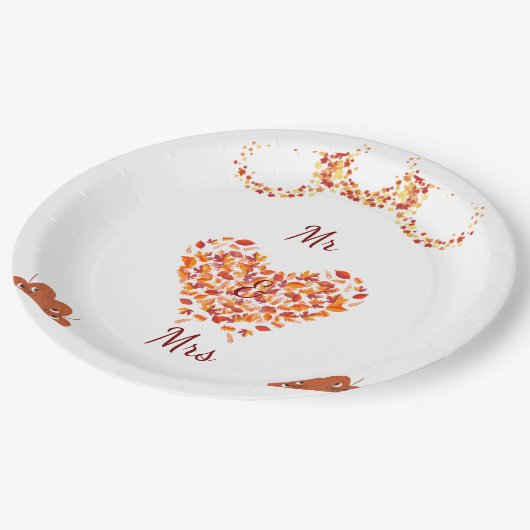 Assiettes En Carton Plaque papier de l'amour d'automne (Angle)