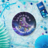 Assiettes En Carton Plaque Papier de patinage à rouleaux néon (Fête)