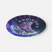 Assiettes En Carton Plaque Papier de patinage à rouleaux néon (Angle)