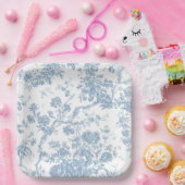 Assiettes En Carton Plaque papier de toile bleue de Jouy (Fête)