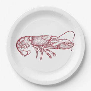Assiettes En Carton Plaque papier d'engraving au homard
