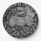 Assiettes En Carton Plaque papier design noir et blanc Rabbit (Devant)