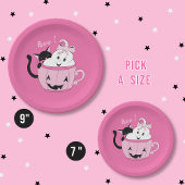 Assiettes En Carton Plaque papier d'Halloween rose éffrayante - Chat F