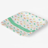 Assiettes En Carton Plaque papier Dinosaure personnalisée - bleu vert (Angulaire)