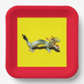 Assiettes En Carton Plaque papier - Dragon et bordure rouge (Recto)