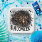 Assiettes En Carton Plaque papier éffrayant Spider Web Halloween (Fête)