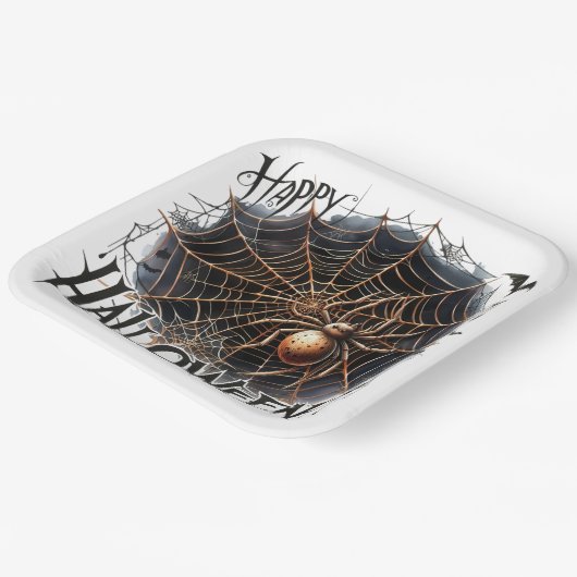 Assiettes En Carton Plaque papier éffrayant Spider Web Halloween (Angulaire)