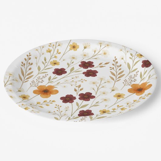 Assiettes En Carton Plaque papier élégante Fleur sauvage d'automne (Angle)