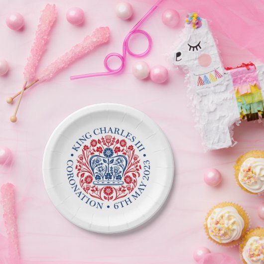 Assiettes En Carton Plaque papier Emblem King Charles III (Fête)