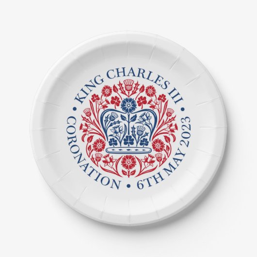 Assiettes En Carton Plaque papier Emblem King Charles III (Devant)