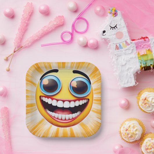 Assiettes En Carton Plaque papier Emoji souriante (Fête)