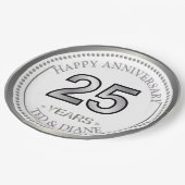 Assiettes En Carton Plaque papier en argent 25e anniversaire (Angle)