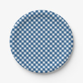 Assiettes En Carton Plaque papier En vichy bleu (Devant)