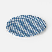 Assiettes En Carton Plaque papier En vichy bleu (Angle)