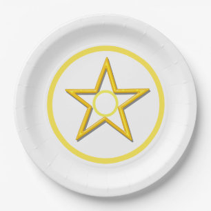 Assiettes En Carton Plaque papier - Etoile jaune et cercles