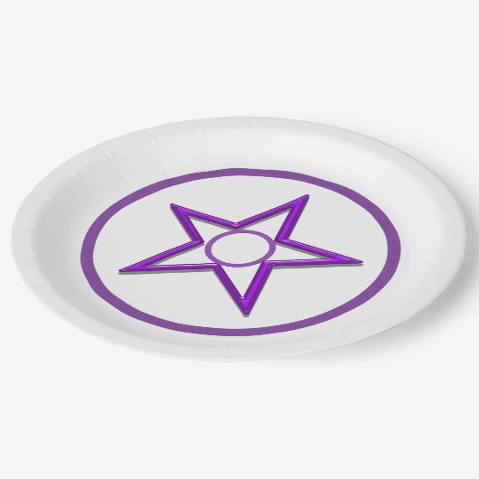 Assiettes En Carton Plaque papier - Étoile violette et cercles (Angle)