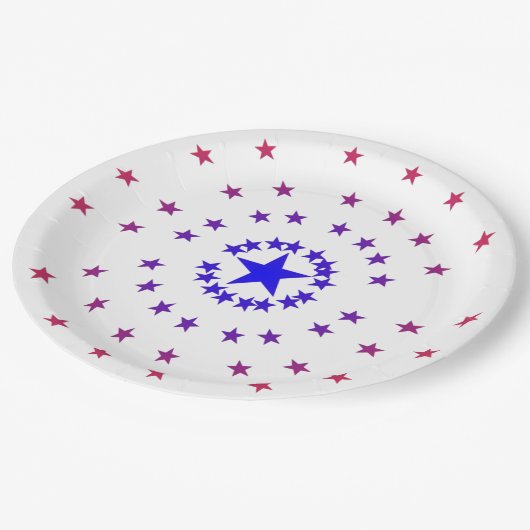 Assiettes En Carton Plaque papier - Étoiles en rouge et bleu (Angle)