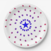 Assiettes En Carton Plaque papier - Étoiles en rouge et bleu (Devant)