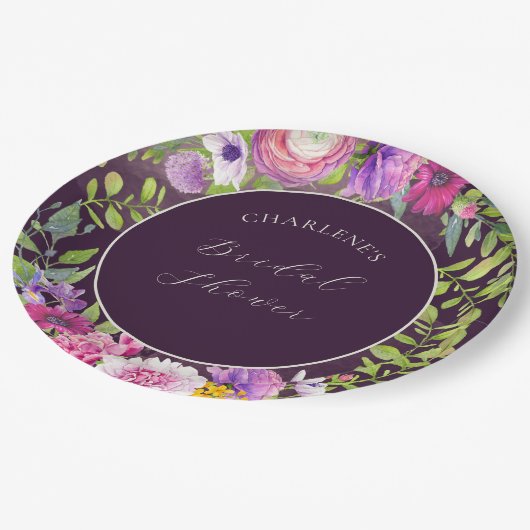 Assiettes En Carton Plaque papier Fête des mariées de rêve d'aubergine (Angle)