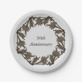 Assiettes En Carton Plaque papier - Feuilles en cercle (Devant)