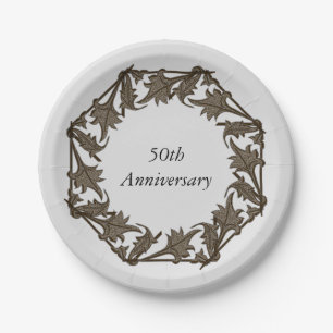 Assiettes En Carton Plaque papier - Feuilles en cercle