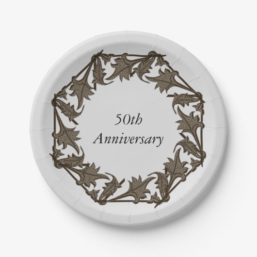 Assiettes En Carton Plaque papier - Feuilles en cercle (Devant)