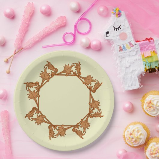 Assiettes En Carton Plaque papier - Feuilles en cercle (octogone) (Fête)