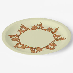 Assiettes En Carton Plaque papier - Feuilles en cercle (octogone)
