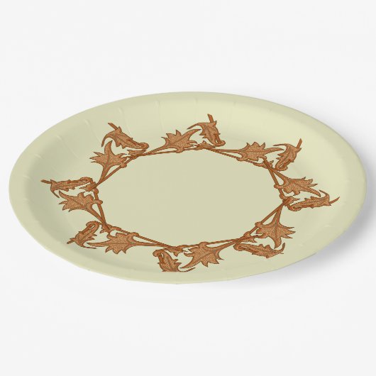 Assiettes En Carton Plaque papier - Feuilles en cercle (octogone) (Angle)