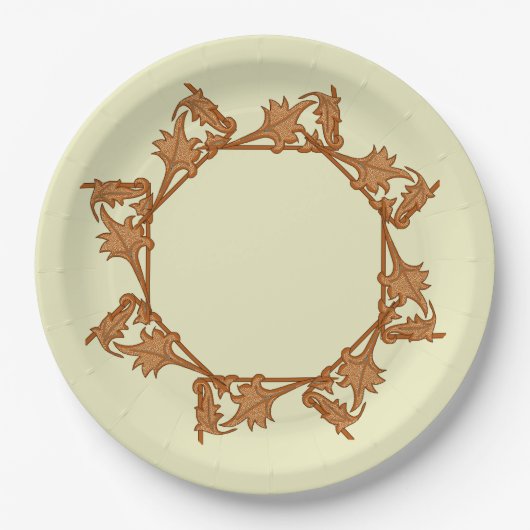 Assiettes En Carton Plaque papier - Feuilles en cercle (octogone) (Devant)