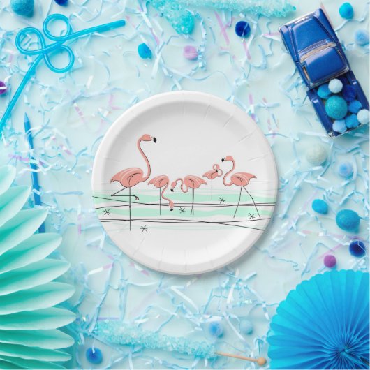 Assiettes En Carton Plaque papier Flamant rose Ocean Group (Fête)
