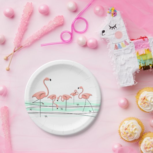 Assiettes En Carton Plaque papier Flamant rose Ocean Group (Fête)