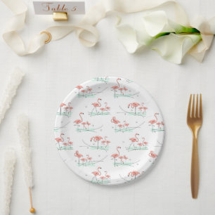 Assiettes En Carton Plaque papier Flamant rose Ocean Multi