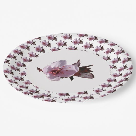 Assiettes En Carton Plaque papier - Fleur de cerisier (Angle)