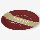 Assiettes En Carton Plaque papier Garnet and Gold Custom Graduation (Angle)