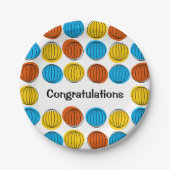 Assiettes En Carton Plaque papier Globe Multi Félicitations ronde (Devant)
