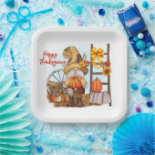 Assiettes En Carton Plaque papier Gnome bon thanksgiving (Fête)