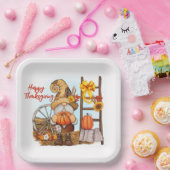 Assiettes En Carton Plaque papier Gnome bon thanksgiving (Fête)