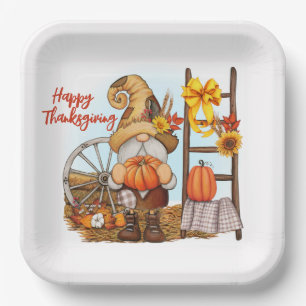 Assiettes En Carton Plaque papier Gnome bon thanksgiving