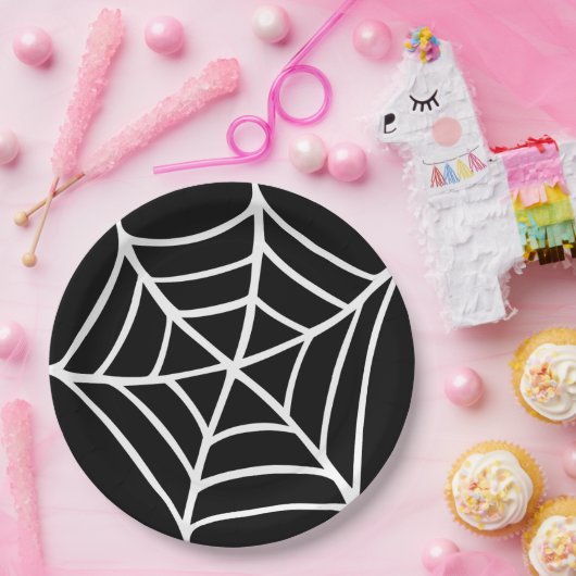 Assiettes En Carton Plaque papier Halloween Spiderweb (Fête)