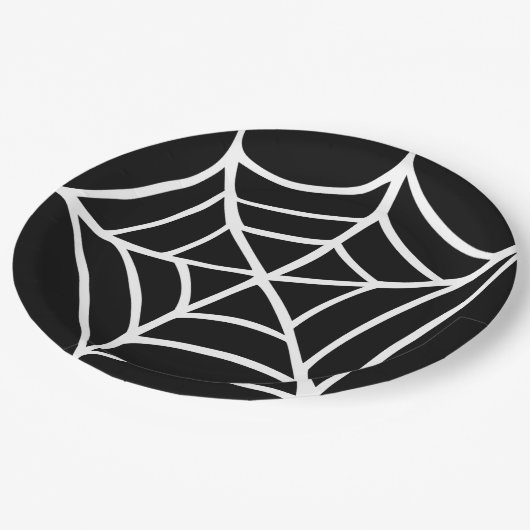 Assiettes En Carton Plaque papier Halloween Spiderweb (Angle)