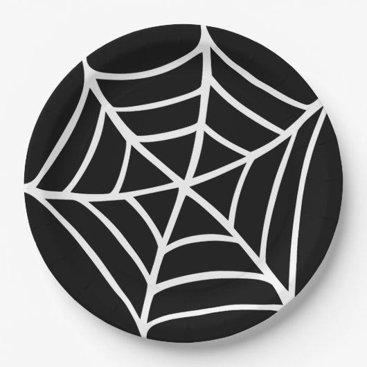 Assiettes En Carton Plaque papier Halloween Spiderweb (Devant)