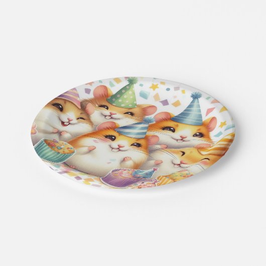 Assiettes En Carton Plaque papier Happy Hamster 7" | Anniversaire (Angle)