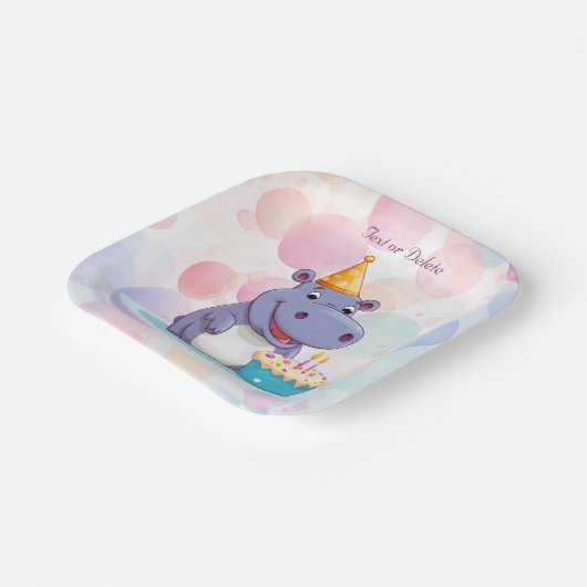 Assiettes En Carton Plaque papier Hippo Anniversaire (Angulaire)