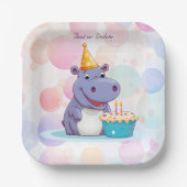 Assiettes En Carton Plaque papier Hippo Anniversaire (Recto)