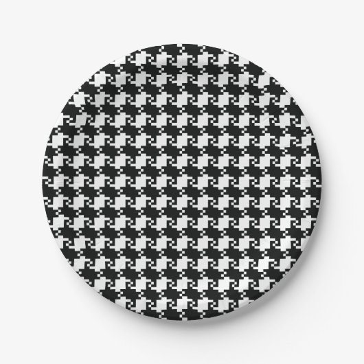 Assiettes En Carton Plaque papier Houndstooth (Devant)