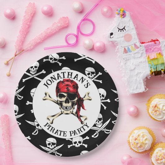 Assiettes En Carton Plaque papier jolly roger PIRATE (Fête)