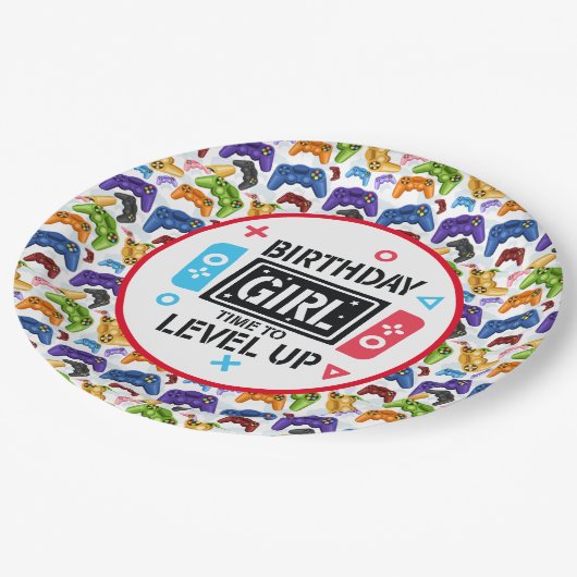 Assiettes En Carton Plaque Papier Joueur Fille Anniversaire (Angle)